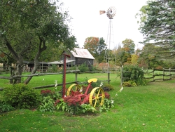 hay mower, wind mill, sugar shack